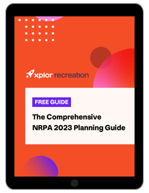 Xplor Recreations NRPA planning guide cover page image on iPad screen