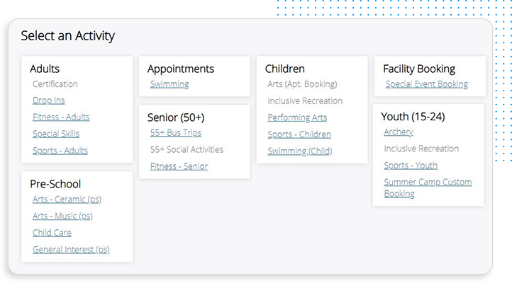 screenshot of online booking widgets in marketing automation software